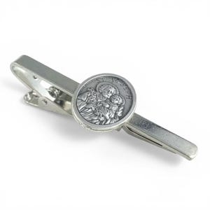 St Joseph Medal Tie Bar, St Joseph Medal Tie Clip, Religious Tie Bar, Catholic Man Gift, Saint Joseph Gift, Saint Joseph Cufflinks image 9