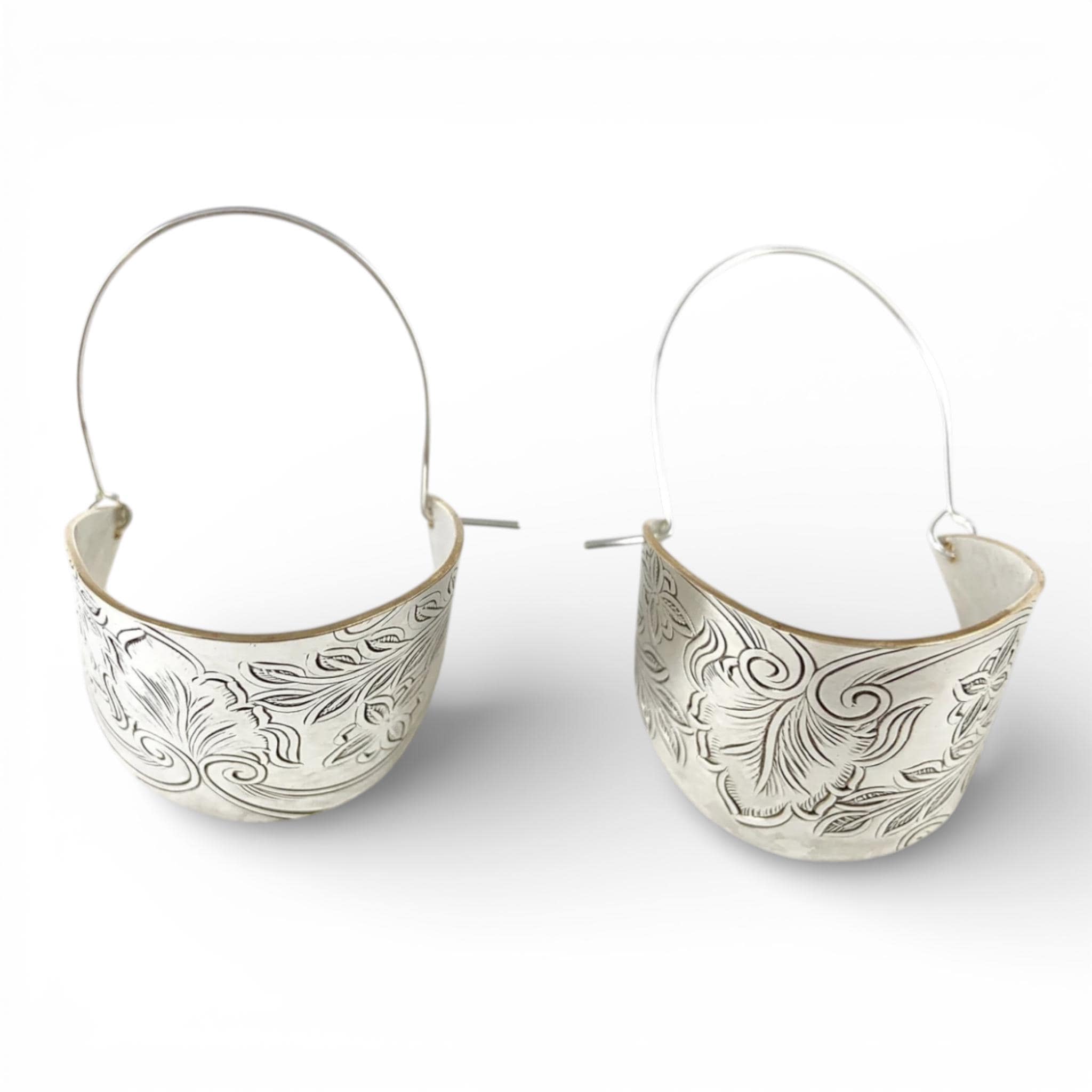 Hoop Earrings, Handmade Hoop Earrings, Hammered Hoop Earrings, Silverware Earrings, Hoop Earrings, Silver Hoops, Oval Hoop Earrings