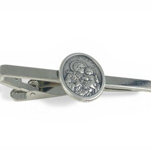St Joseph Medal Tie Bar, St Joseph Medal Tie Clip, Religious Tie Bar, Catholic Man Gift, Saint Joseph Gift, Saint Joseph Cufflinks image 7