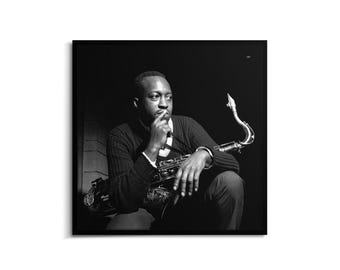 Hank Mobley poster - black and white print, Jazz legend wall decor