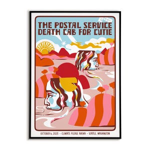 The Postal Service and Death Cab for Cutie Konzertplakat - leben in Setattle, Washington, Für Indie-Rock-Liebhaber, Musikdruck
