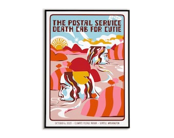 The Postal Service and Death Cab for Cutie concert poster - live in Seattle, Washington, For indie rock lovers, Music print