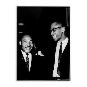 Malcolm X and Martin Luther King Jr. black-and-white poster, Faces of history wall art