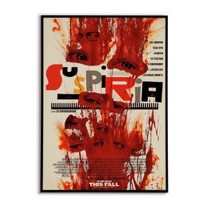 Suspiria horror movie poster, Classic movie wall art, Luca Guadagnino сult classic, Film lover poster