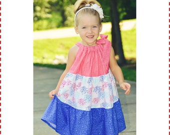 Fourth of July Sundress SEW FLOUNCY Tiered Pillowcase Dress Pattern PDF Instant Download Beginner Sewing Pattern