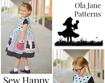 Back to School Dress - SEW HAPPY  Dress Pattern -  Back to School Jumper  - Instant Download - PDF Sewing Pattern Baby 6 Months - 6 Children