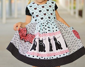 SEW HAPPY Dress Pattern -  Colorful Stripwork with Ruffles and Pocket - Instant Download - PDF Sewing Pattern Baby 6 Months - 6 Children