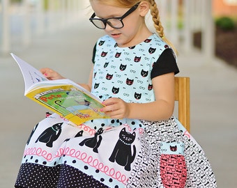 Back to School  SEW HAPPY  Dress Pattern -  Back to School Jumper  - Instant Download - PDF Sewing Pattern Baby 6 Months - 6 Children