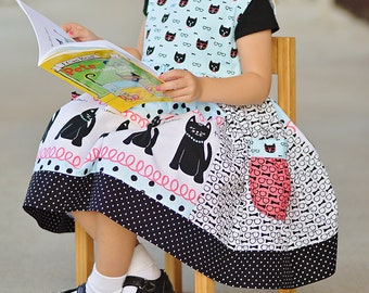 SEW HAPPY  Dress Pattern -  Back to School Dress  -Fall Dress - Autumn Dress - PDF Sewing Pattern Baby 6 Months - 6 Children