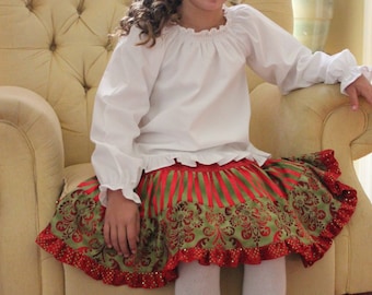 Christmas Skirt Pattern - SEW FESTIVE  Tiered Skirt PDF Pattern - Size 2t-14 Child - Easy Sewing Pattern Clothing Skirt