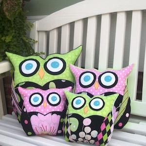 Owl Sewing Pattern PDF Sewing Pattern Patchwork Owls Owl Pattern Owl Pillow Tutorial DIY image 2