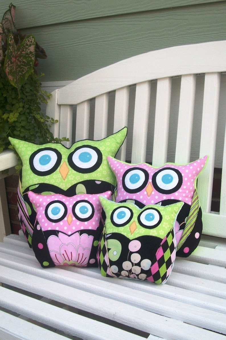 Owl Sewing Pattern PDF Sewing Pattern Patchwork Owls Owl Pattern Owl Pillow Tutorial DIY image 2