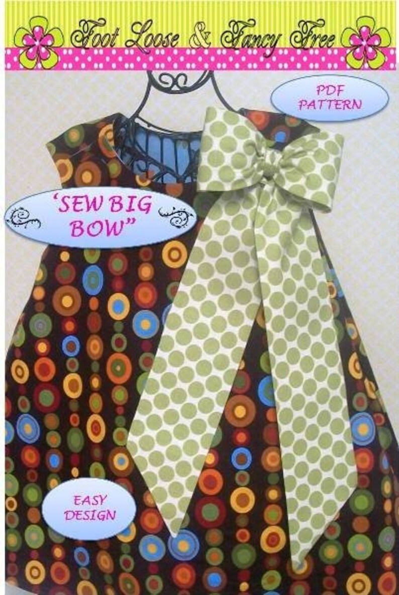 Big Bow Pattern Sew Big Bow PDF Pattern Add to Pillowcase Dress, Jumper or Skirt, INSTANT DOWNLOAD Handmade Pattern image 3