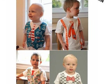 Boy SEW DAPPER Appliquéd Vest or Suspenders with Assorted Ties PDF Pattern Sizes Newborn-5