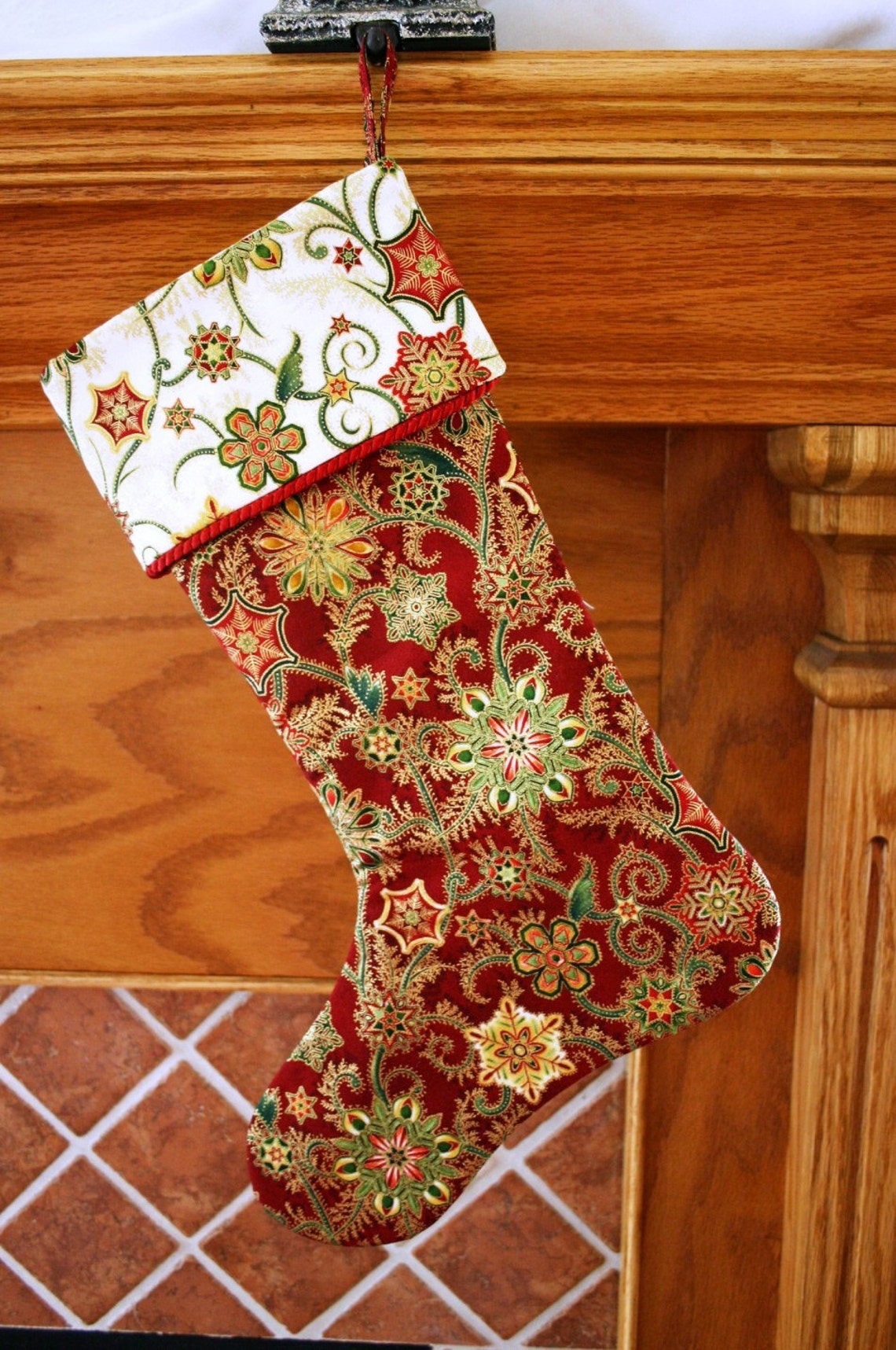 Christmas Stocking Pattern PDF FREE Big Bow Pattern Victorian - Etsy