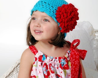 Crochet Hat Pattern with Fluffy Crochet Flower Combo Roaring 20's Pattern, Beanie, PDF Epattern, Sizes Newborn-Adult