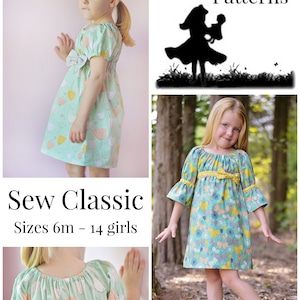 Back to School Dress SEW CLASSIC Empire Waist Peasant Dress Pattern Girl Dress Pattern PDF Sewing Pattern Sizes 6m-14c image 3