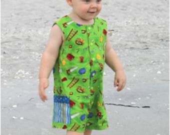 Toddler Boy Romper, Jon Jon PDF Pattern, One Piece Romper, Boy's Clothing, Easy Sewing Pattern