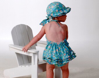 Sew Vintage Sun Suit and Flouncy Hat Pattern, Sizes 3 months - 24 Months, Baby Romper, Sun Bonnet