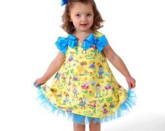 Girl Dress Pattern PDF SEW GIRLY, Size 12 months - 6 child Easy Beginner Sewing, Swirling Aline Dress