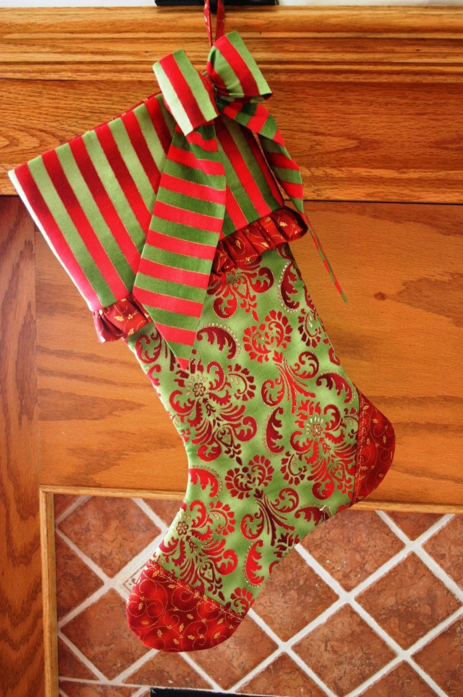 Christmas Stocking Pattern PDF FREE Big Bow Pattern Victorian | Etsy