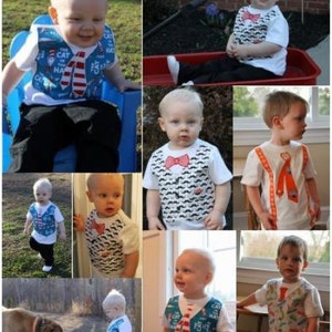 Boy SEW DAPPER Appliquéd Vest or Suspenders with Assorted Ties PDF Pattern Sizes Newborn-5 image 2