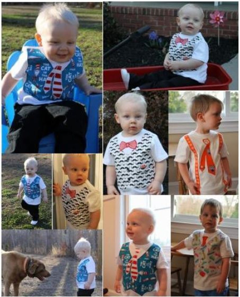 Boy SEW DAPPER Appliquéd Vest or Suspenders with Assorted Ties PDF Pattern Sizes Newborn-5 image 2