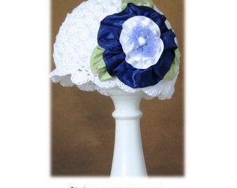 Crochet Hat Pattern with Ribbon Flower Combo Cloche Pattern, Beanie, PDF Epattern, Easy Crochet Hat