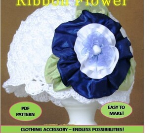 Ribbon Flowers, Ribbon Flower Pin, Ribbon Flower Pattern, Fabric Flower Pattern, PDF Pattern,  Accessories