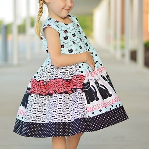 SEW HAPPY Jumper Pattern -  Colorful Stripwork with Ruffles and Pocket - PDF Sewing Pattern Baby 6 Months - 6 Children