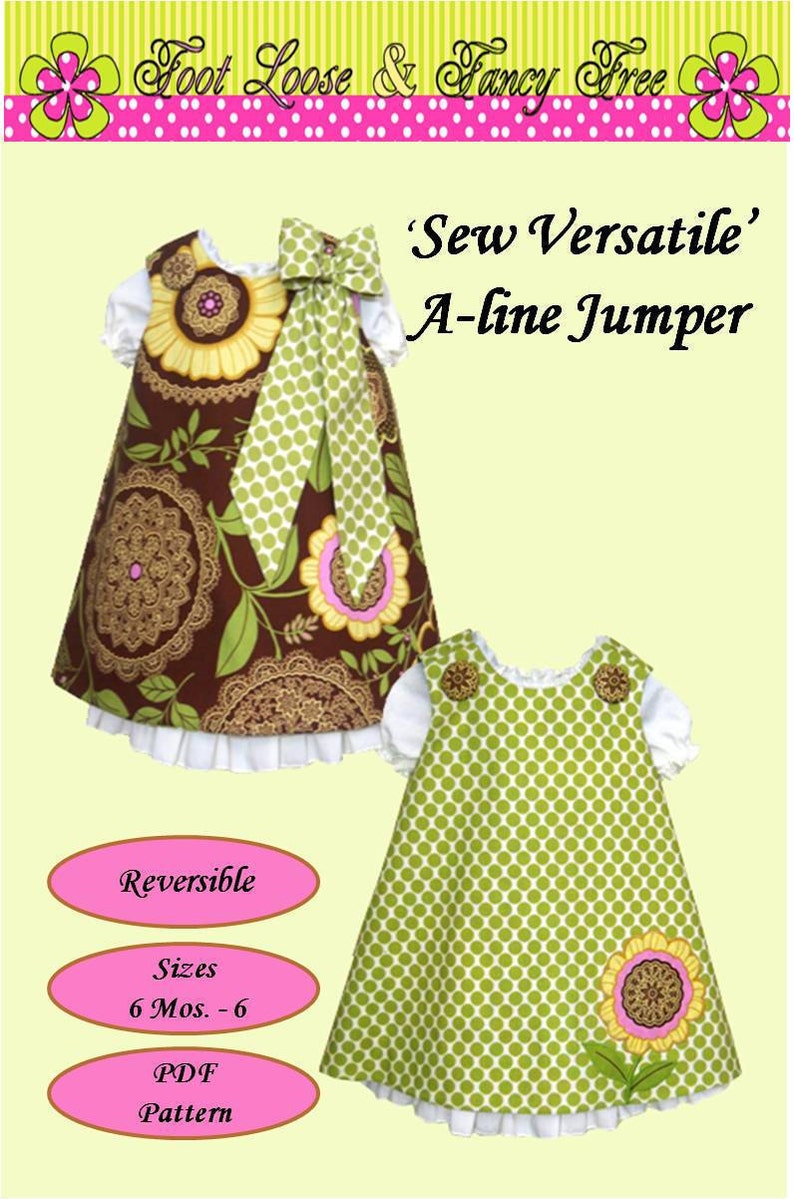 Perfect A Line Dress Pattern Baby and Toddler 6 Months to 6 Child Classic Reversible Dress / Jumper PDF pattern image 3