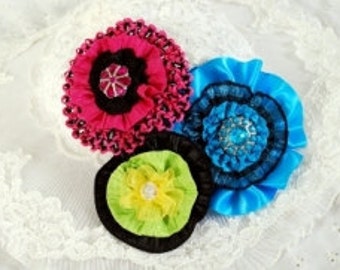 Ribbon Flower Tutorial PDF Pattern, Easy to Make, Brooch, Pin, Har Bow, Hat, Headband INSTANT DOWNLOAD