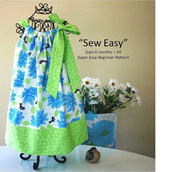 Sew Easy Pillowcase Dress Pattern - SOFORT DOWNLOAD - PDF Schnittmuster - Größe 6 Monate Baby -14 Kind Schnittmuster