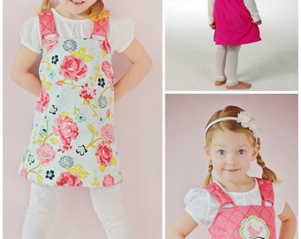 Outono Outono SEW MOD Padrão de vestido jumper reversível - Download instantâneo - Padrão PDF - Tamanho 2 Menina infantil - Padrão de costura de 8 crianças