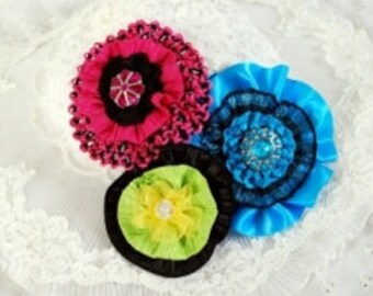 Ribbon Flower Tutorial, DIY ribbon flower technique - How to make flowers - Fabric Flower Pattern, INSTANT DOWNLOAD