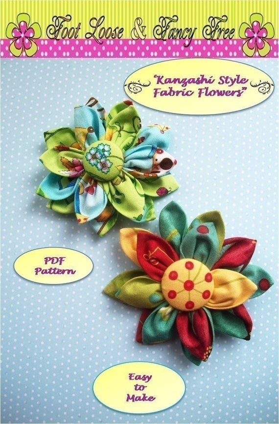 Fabric Flower Pattern Kanzashi Flower Kanzashi Fabric Etsy