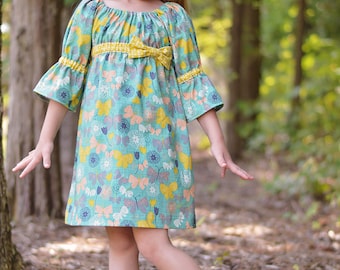 SEW CLASSIC Empire Waist Peasant Dress Pattern - Boho Style Girl Dress Pattern - PDF Sewing Pattern Sizes 6m-14c