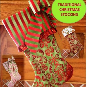 Christmas Stocking Pattern PDF FREE Big Bow Pattern , Fully Lined ...