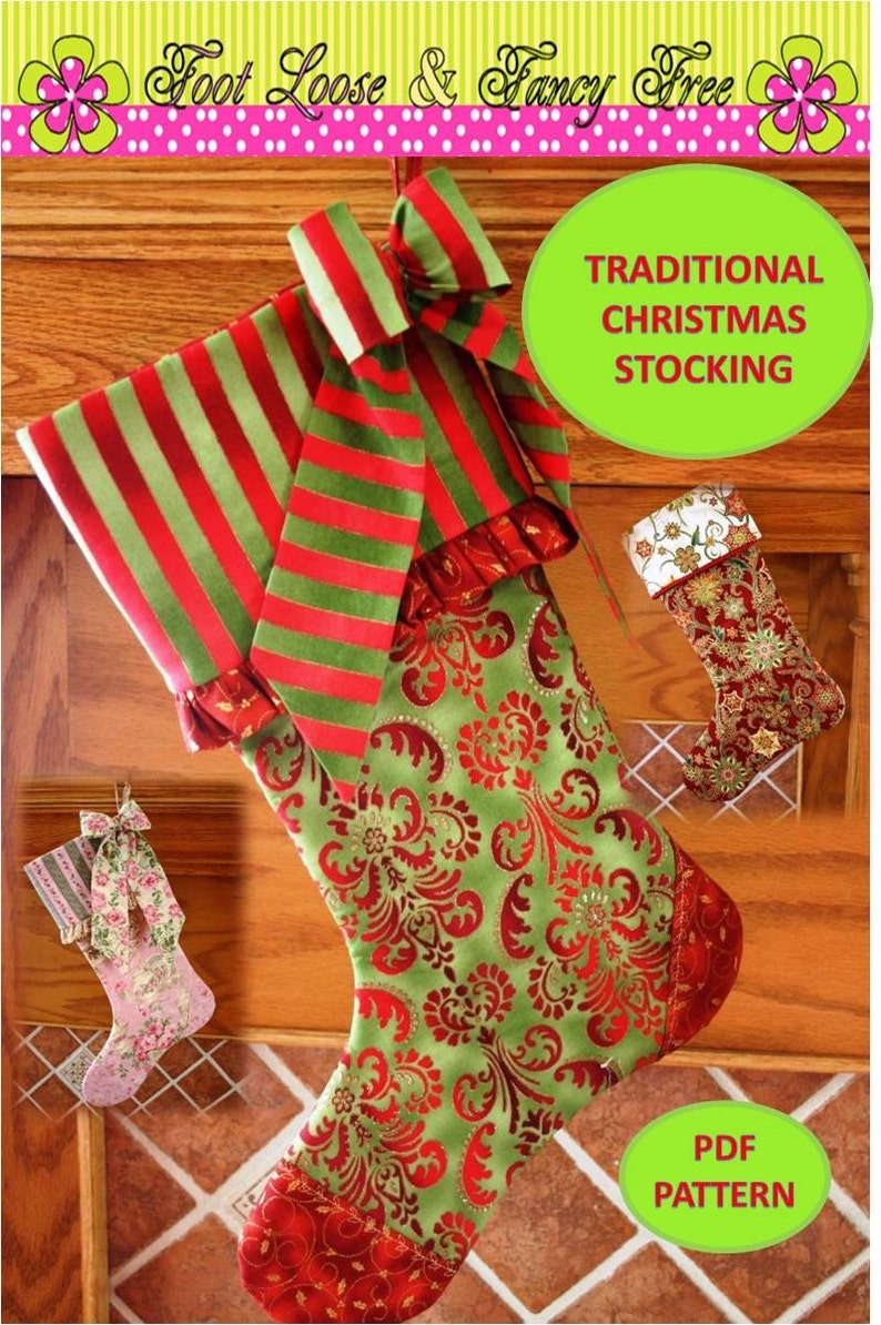 Christmas Stocking Pattern PDF FREE Big Bow Pattern , Fully Lined Christmas Stocking , Easy Holiday Christmas Gift image 2