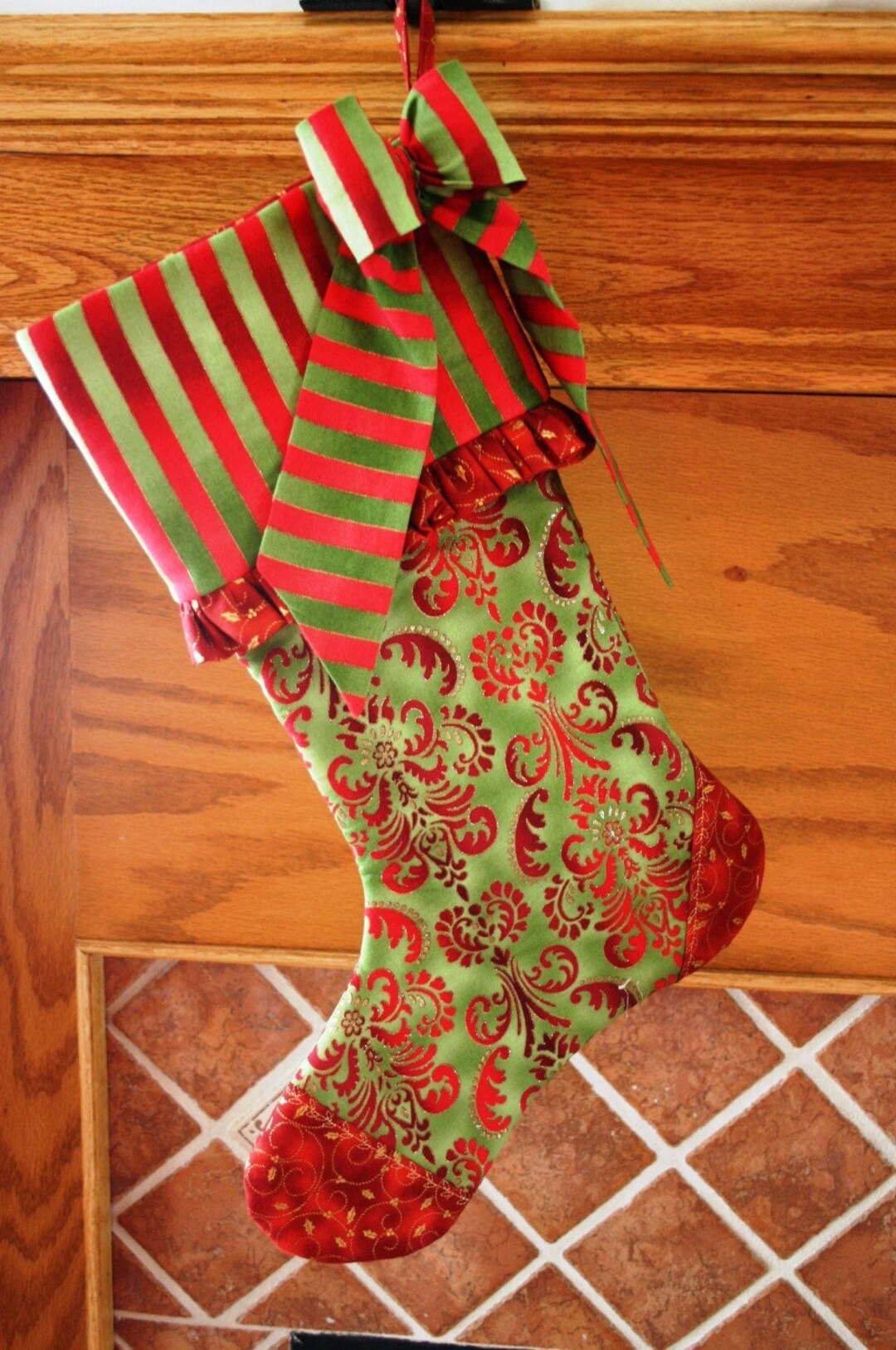 Christmas Stocking Pattern PDF FREE Big Bow Pattern Victorian, Shabby ...