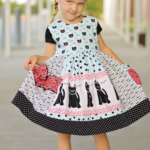 SEW HAPPY Dress Pattern -  Colorful Stripwork with Ruffles and Pocket - Instant Download - PDF Sewing Pattern Baby 6 Months - 6 Children