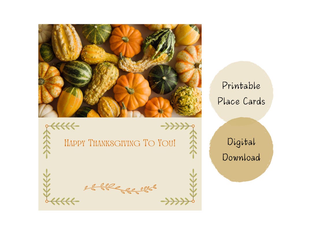 Printable Thanksgiving Place Card Digital Download Happy Thanksgiving ...