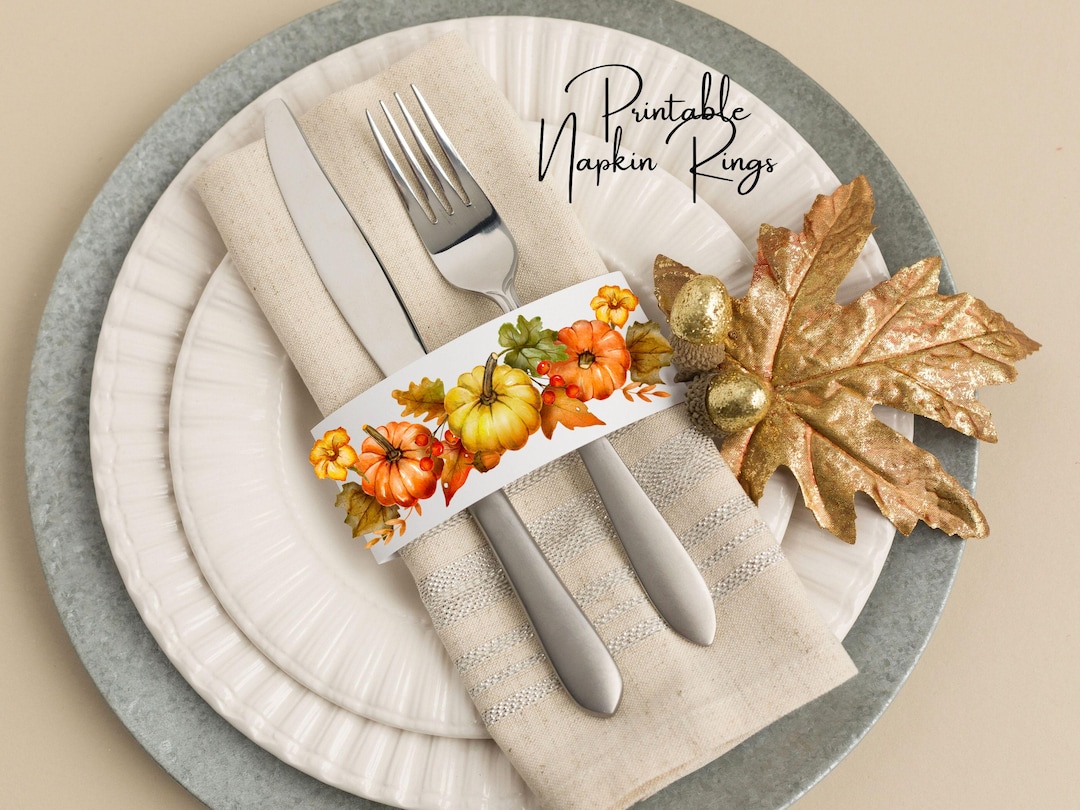 Printable Thanksgiving Napkin Rings Digital Download Autumn Pumpkin ...