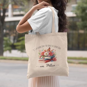 Sac fourre-tout personnalisé pour enseignant de maternelle - Cadeau d’enseignant personnalisé, sac en toile de coton, appréciation de l’enseignant, cadeau d’école, sac d’enseignant
