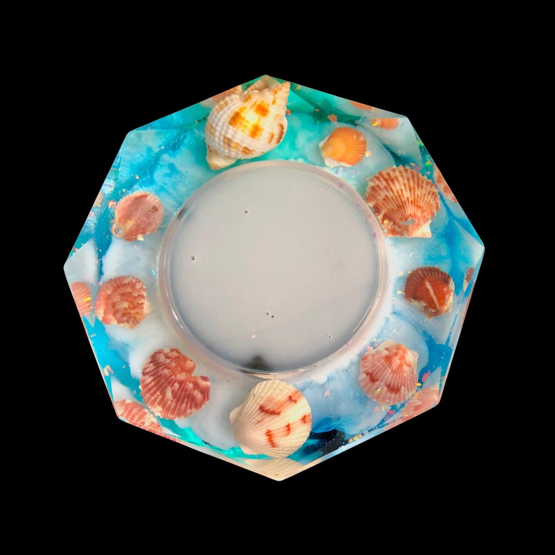Octagon Shell Ocean Blue Seashells Octagon Resin Decorative Ashtray Home Accessories ...