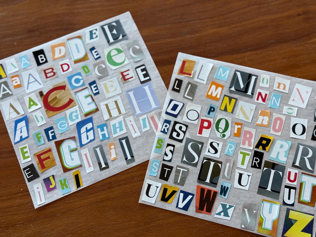 SELF STICK Ransom Letters, Magazine Cutouts, 100 Stickers, Vision Board ...