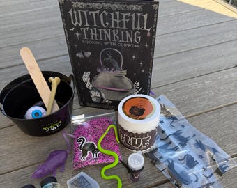 Halloween Slime Kit Witch DIY cauldron add-ins mix in spell