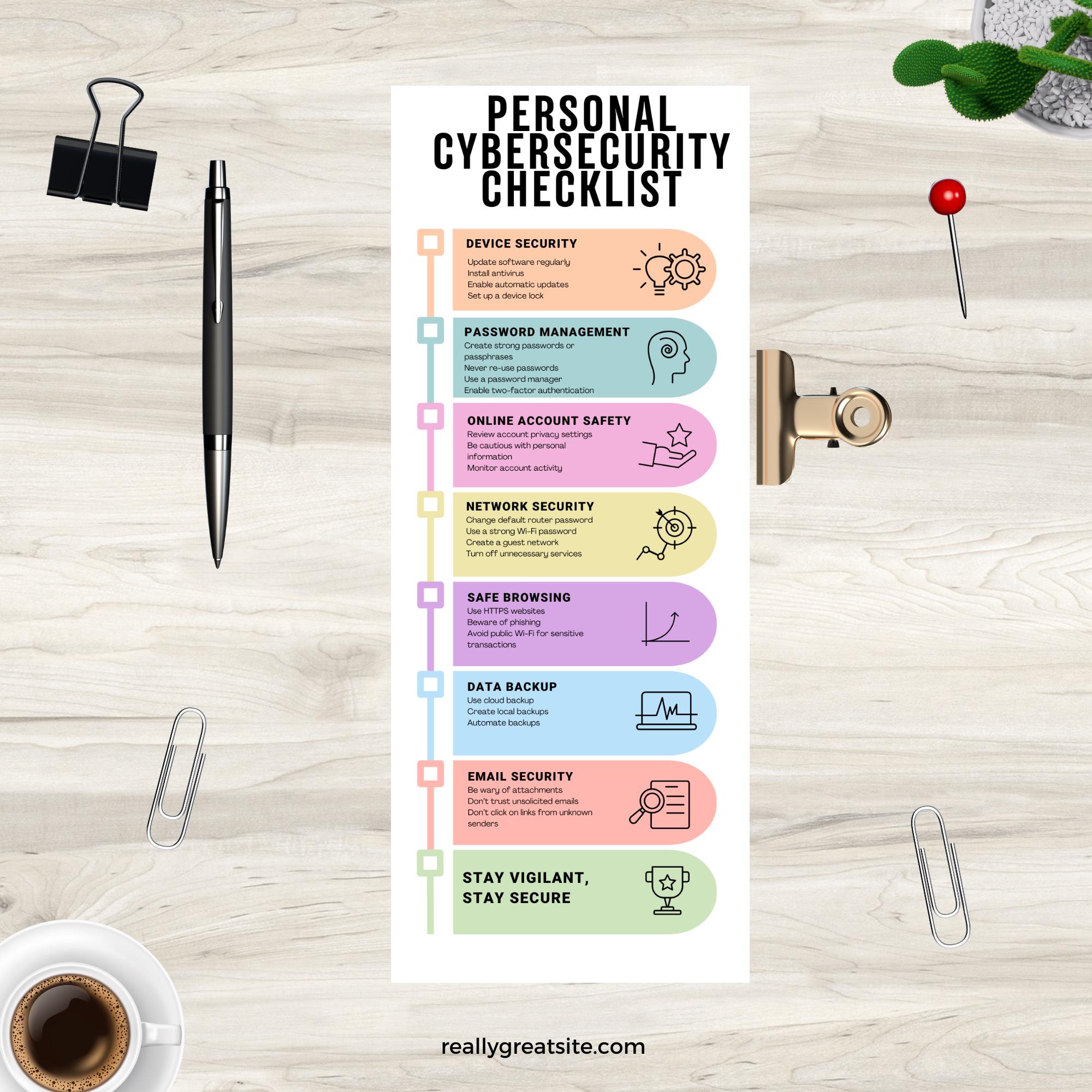 Printable Personal Cybersecurity Checklist | PDF Download ...