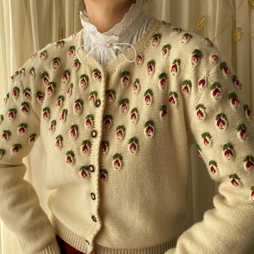 Vintage Hooded Knit Cardigan Top