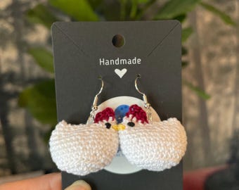 Crochet Chicken Earrings: Quirky Lightweight Nickel-Free Hooks